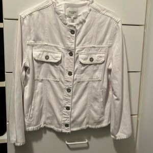 Hidden Brand Women’s White Frayed Edge Lightweight Jacket- Size Large